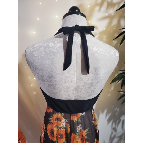 Summer Mae Sunflower Mesh Halter Asymmetrical Hem Halter Tank Swim Dress Size XL - Picture 6 of 8